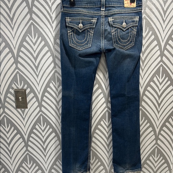 True Religion Blue Billy Big QT Straight Leg Jeans with Distressed Details - Picture 5 of 10